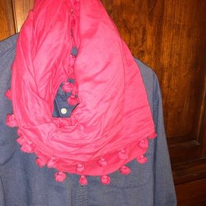 Bright Pink GAP Pom Pom scarf